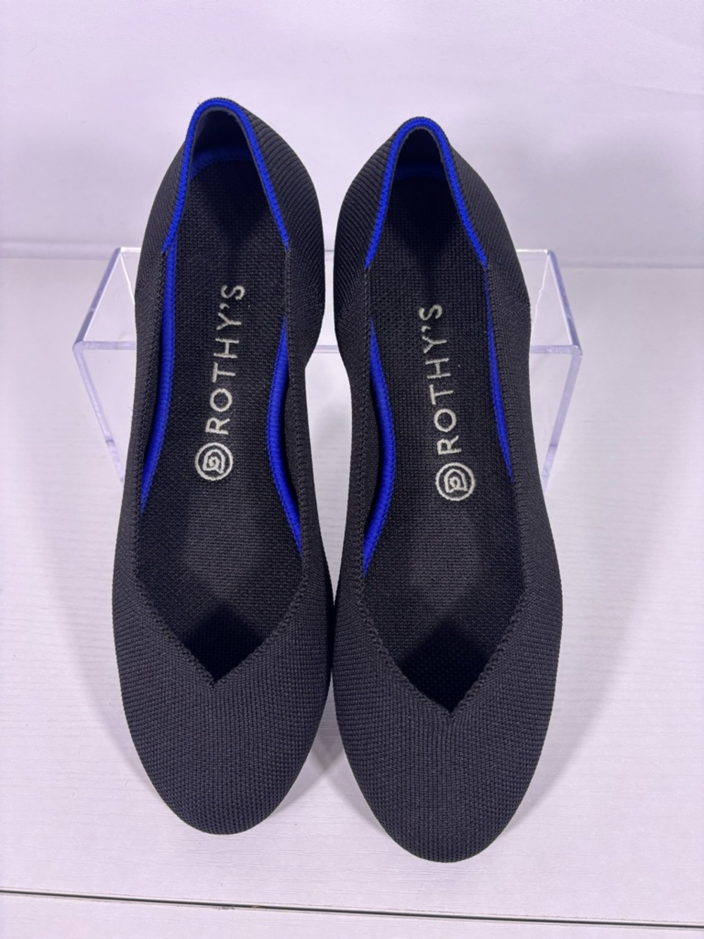 Rothy’s (like new) Black Pointed Toe Ballet Flats Knit Slip On Size 9.5